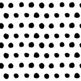 Abstract black and white retro seamless background. Hand drawn black ink polka dot pattern. Vector illustration.