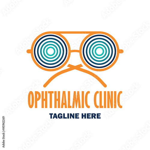 eye clinic / ophthalmic clinic / ophthalmology / optometrist icon with text space for your slogan / tagline, vector illustration