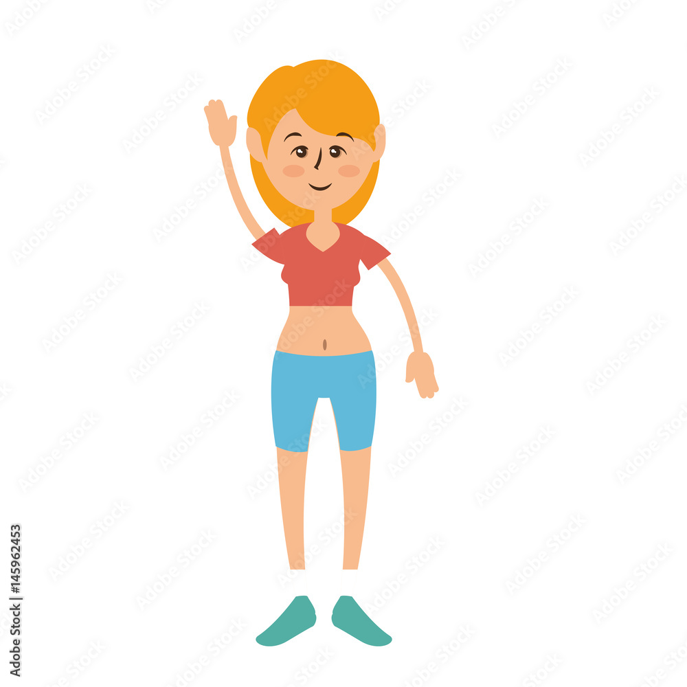 woman wearing sport clothes, cartoon icon over white background. fitness lifestyle concept. colorful design. vector illustration woman wearing sport clothes, cartoon icon over white background. fitness lifestyle concept. colorful design. vector illustration