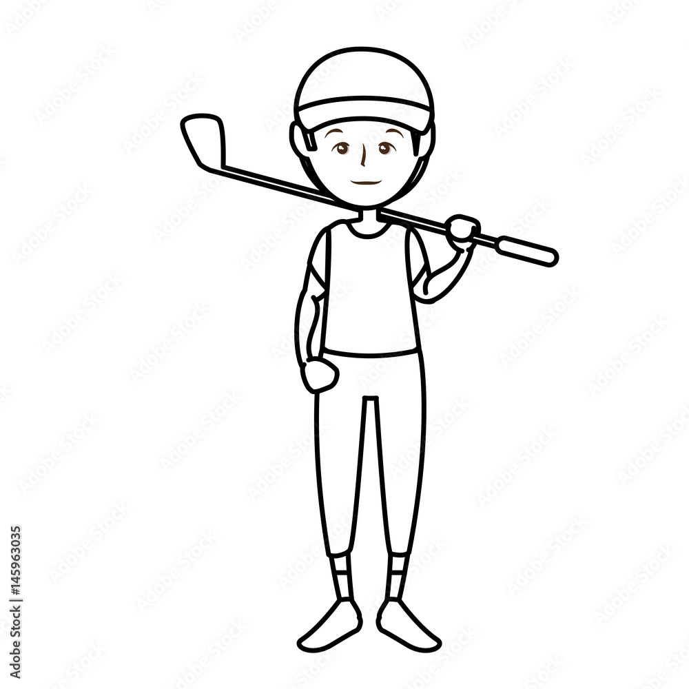 man holding a golf stick, cartoon icon over white background. vector illustration man holding a golf stick, cartoon icon over white background. vector illustration