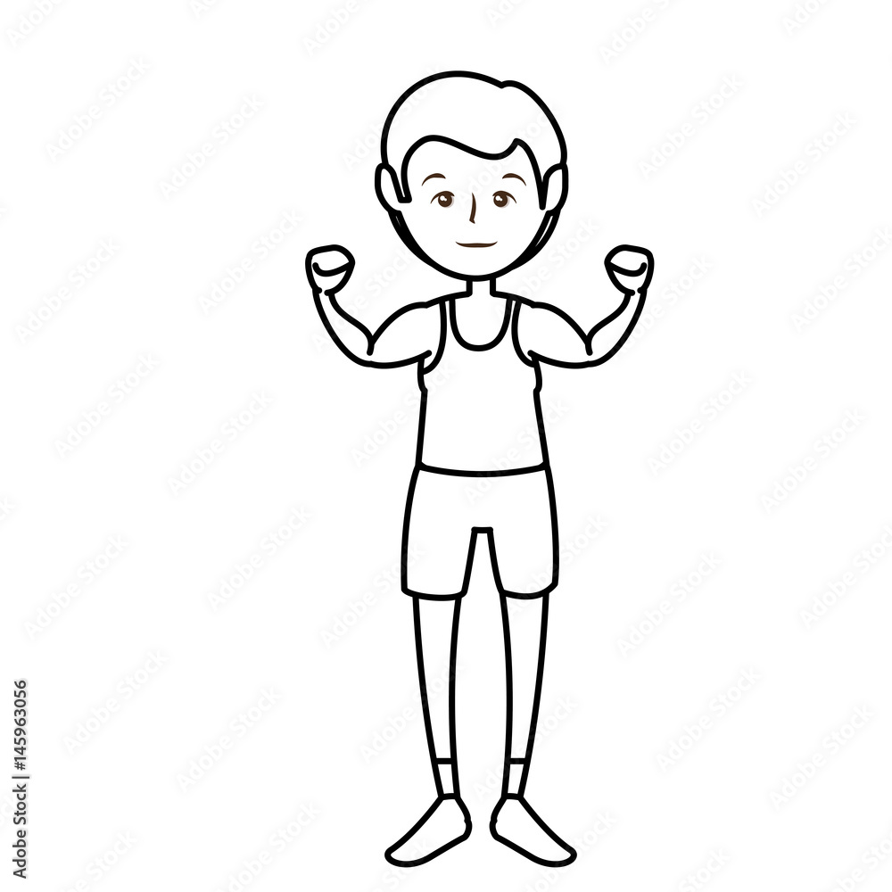 muscular man, cartoon icon over white background. fitness lifestyle concept.  vector illustration