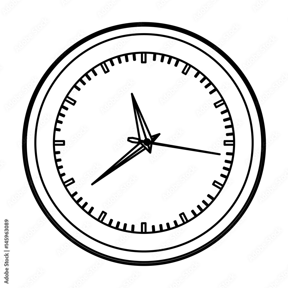 monochrome contour with wall clock vector illustration monochrome contour with wall clock vector illustration
