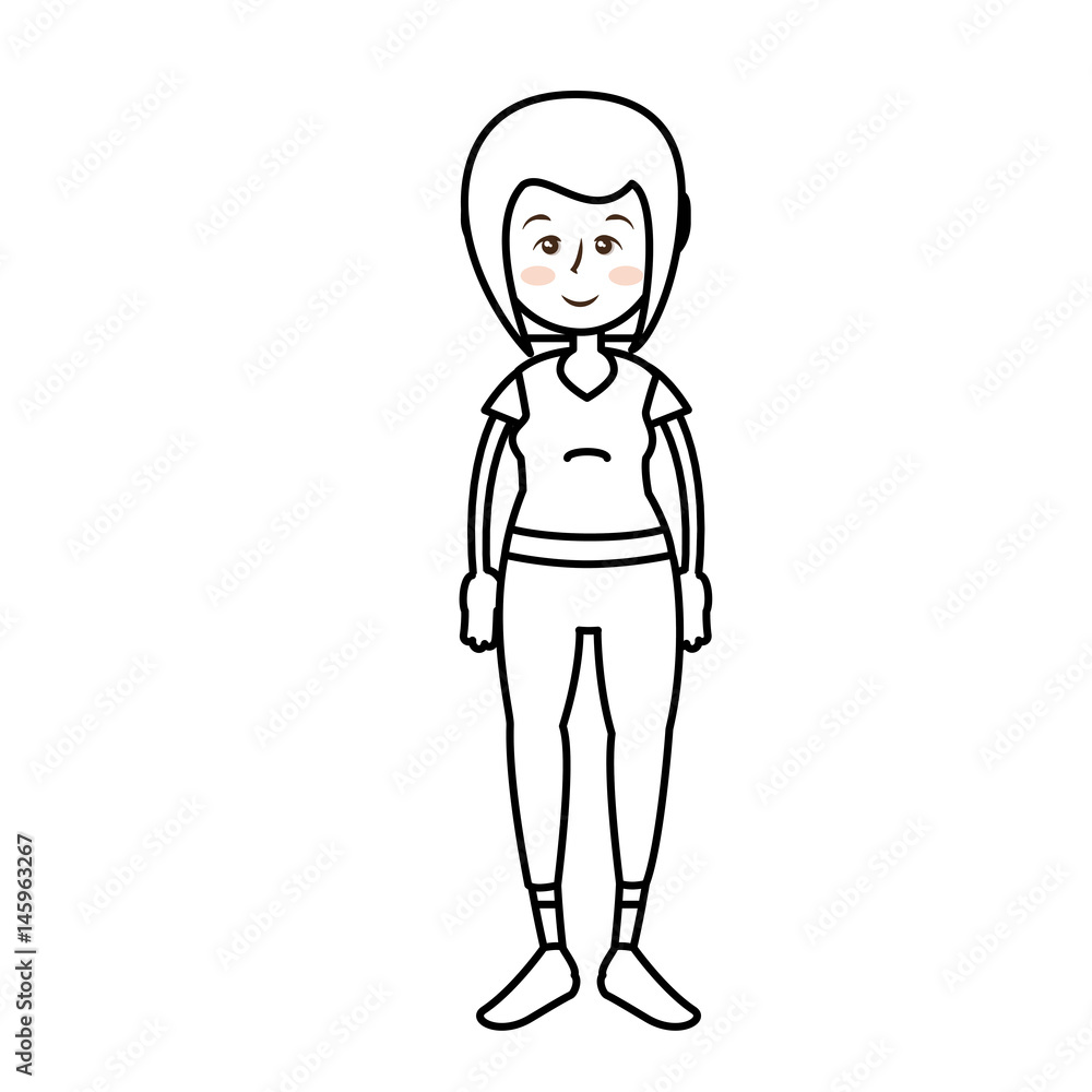 woman wearing sport clothes, cartoon icon over white background. fitness lifestyle concept. vector illustration woman wearing sport clothes, cartoon icon over white background. fitness lifestyle concept. vector illustration