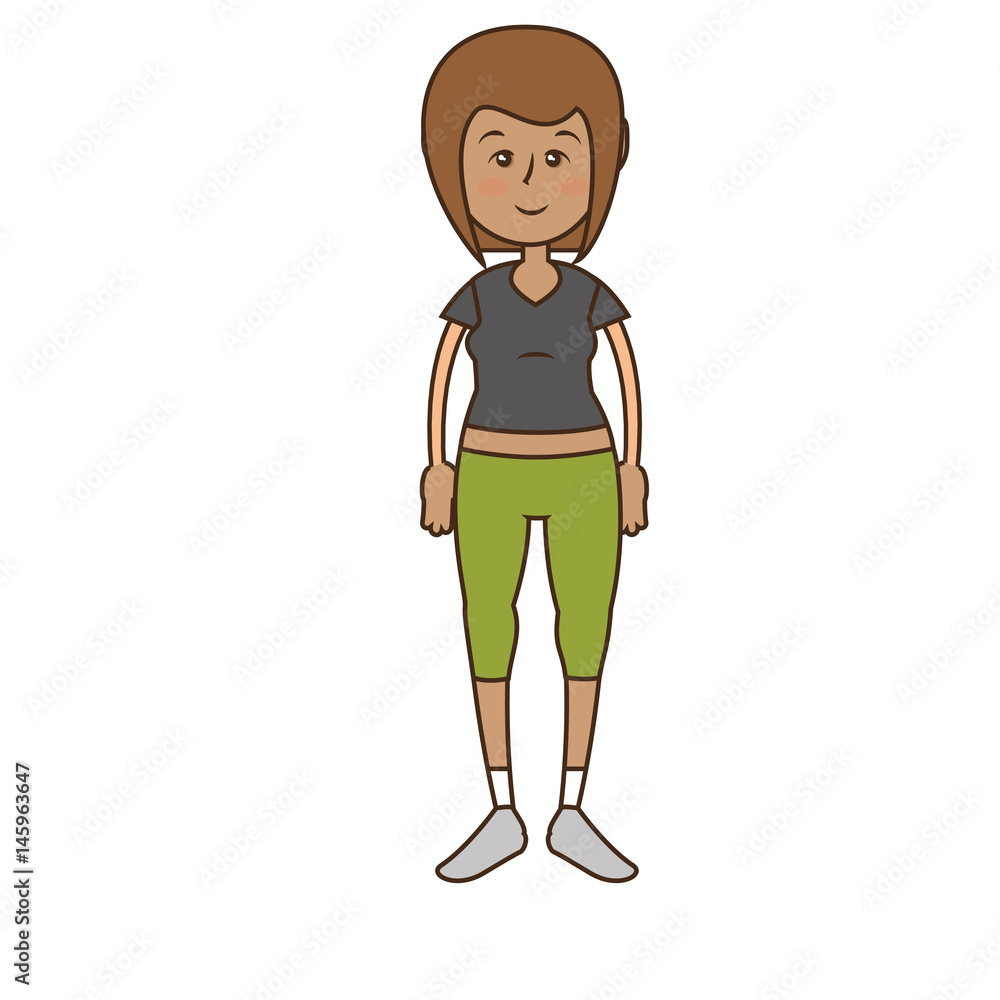woman wearing sport clothes, cartoon icon over white background. fitness lifestyle concept. colorful design. vector illustration woman wearing sport clothes, cartoon icon over white background. fitness lifestyle concept. colorful design. vector illustration
