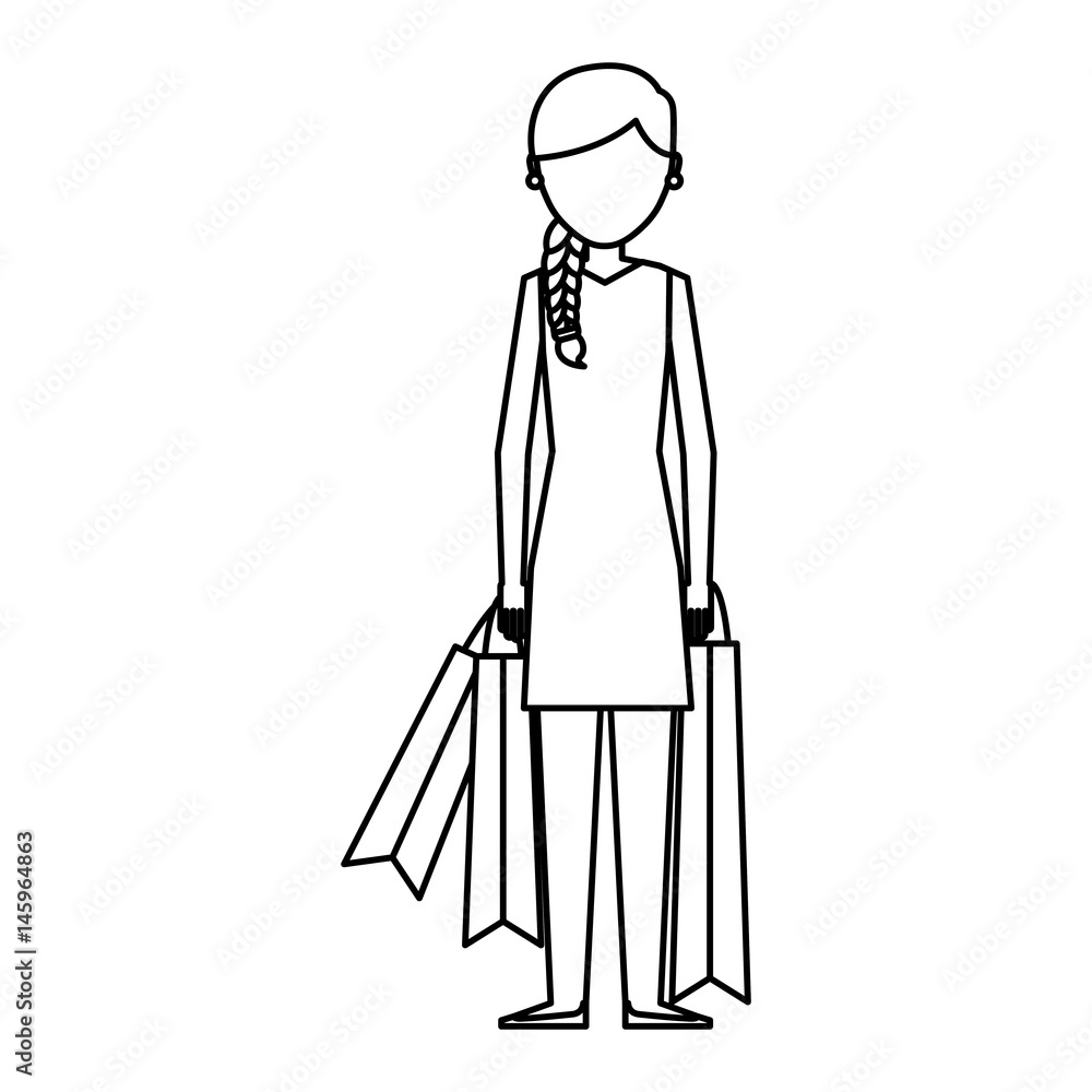 young woman with shopping bags vector illustration design