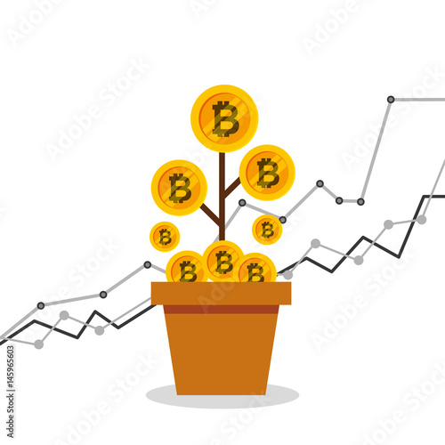 Bitcoins investment business icons vector illustration design