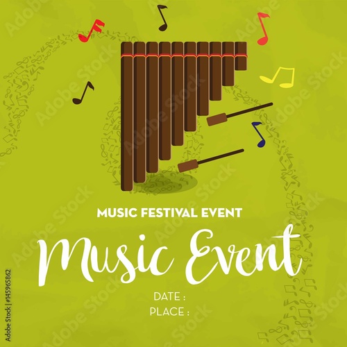 music poster event for festival event, banner, brochure, flyer, template with date and place space. vector illustration