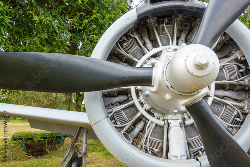 Rotor of a piston engined military trainer light attack aircraft since Vietnam War. This aircraft used by United States Air Force and United States Navy beginning in the 1950s. Some use as aerobatics.