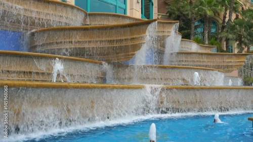 Iridescent fountain in hotel Atlantis. Dubai. 2017