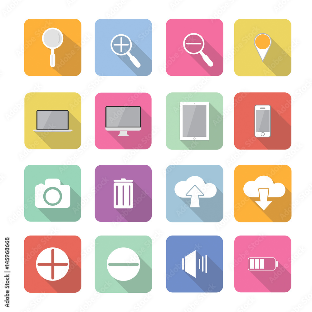 Set of vector interface elements icons in flat design Set of vector interface elements icons in flat design
