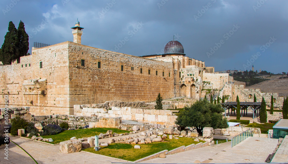 wall, mosque, mount, minaret, jewish, jerusalem, muslim, middle, religion, town, travel, temple, rock, israel, religious, old, place, dome, east, eastern, city, islamic, al-aqsa, ancient, arabic, famo