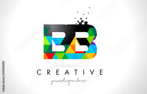 BB B B Letter Logo with Colorful Triangles Texture Design Vector.