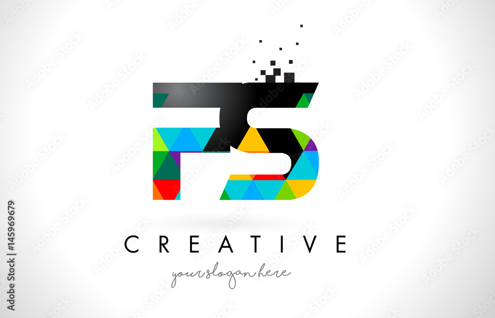 FS F S Letter Logo with Colorful Triangles Texture Design Vector.