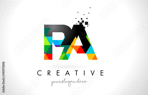 PA P A Letter Logo with Colorful Triangles Texture Design Vector.