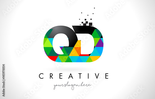 QD Q D Letter Logo with Colorful Triangles Texture Design Vector. Free Download QD Q D Letter Logo with Colorful Triangles Texture Design Vector. - GFXLoad