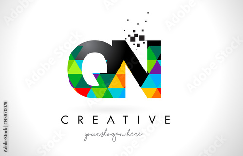 QN Q N Letter Logo with Colorful Triangles Texture Design Vector. Free Download QN Q N Letter Logo with Colorful Triangles Texture Design Vector. - GFXLoad
