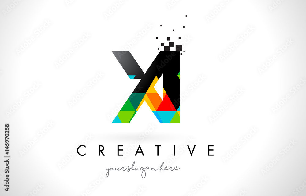 XI X I Letter Logo with Colorful Triangles Texture Design Vector. XI X I Letter Logo with Colorful Triangles Texture Design Vector.