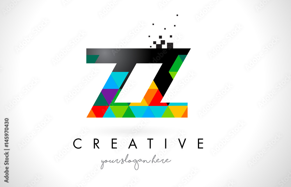ZZ Z Letter Logo with Colorful Triangles Texture Design Vector. ZZ Z Letter Logo with Colorful Triangles Texture Design Vector.