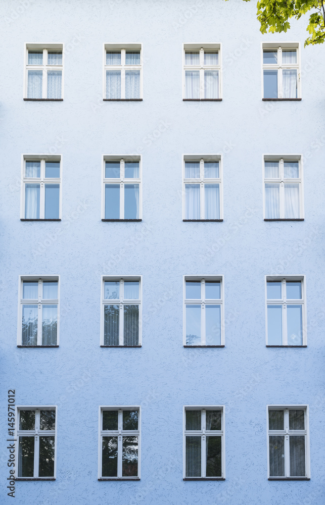 blue facade of a building in Berlin Kreuzberg