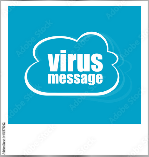 virus message word business concept, photo frame isolated on white