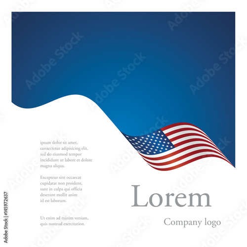 Brochure abstract design single USA wavy flag ribbon