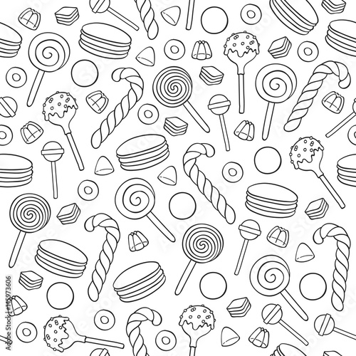 Outline sweets icons background - vector illustration.