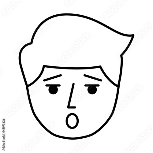 young man expression face avatar character vector illustration design