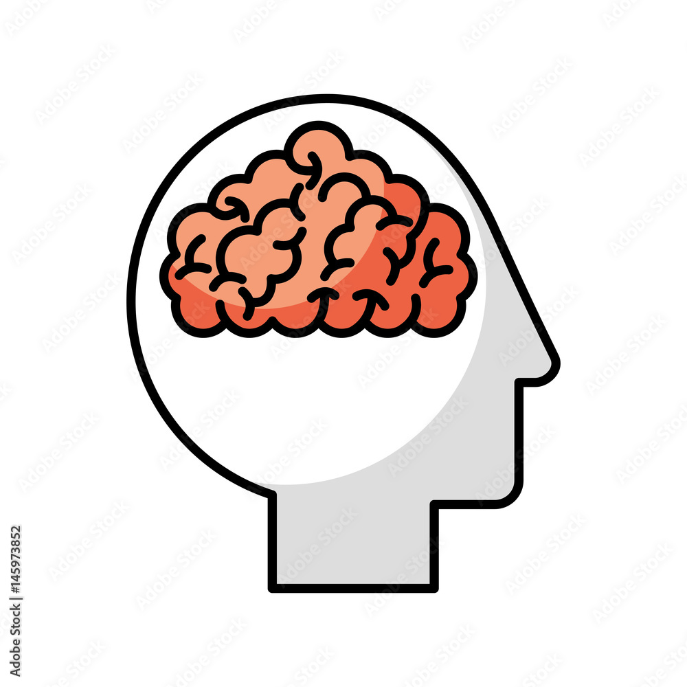 human head profile with brain vector illustration design human head profile with brain vector illustration design