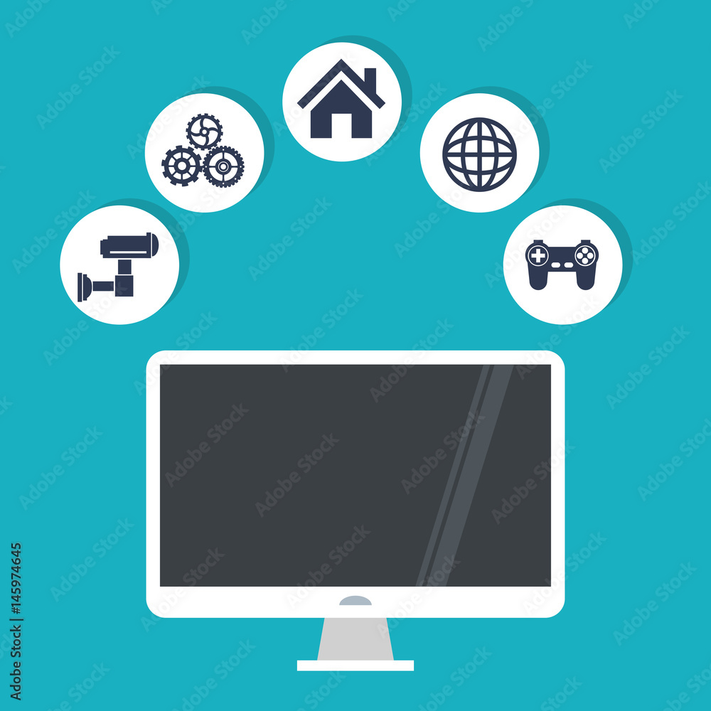 internet things computer security world game work technology vector illustration internet things computer security world game work technology vector illustration
