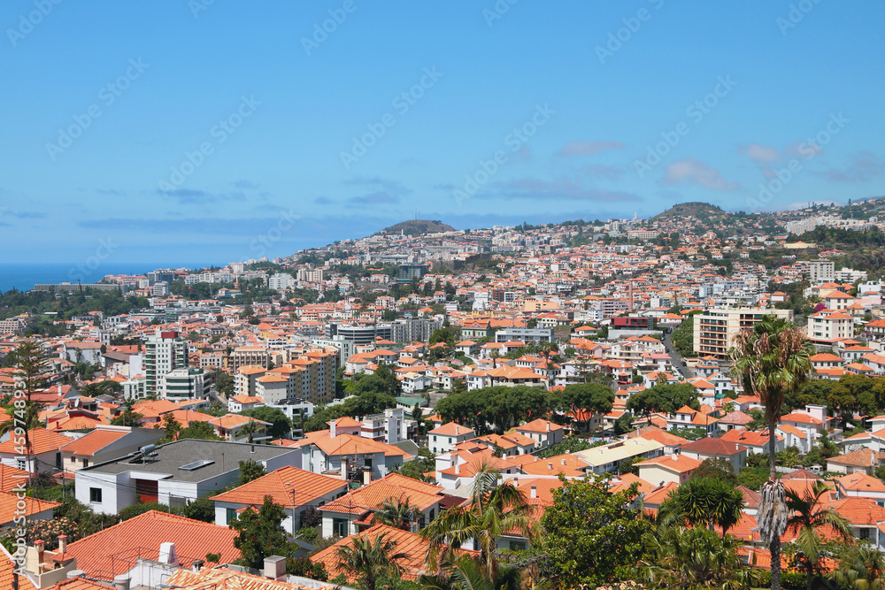City on mountain slope. Funchal, Madeira, Portugal