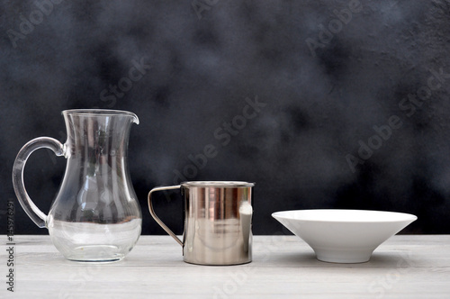 Glass jug and metal jug