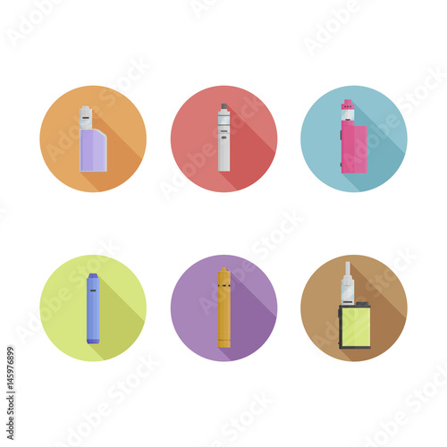 Flat longshadow vape device icons. Pt.1