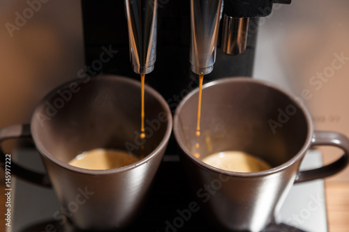 Making coffee with espresso machin