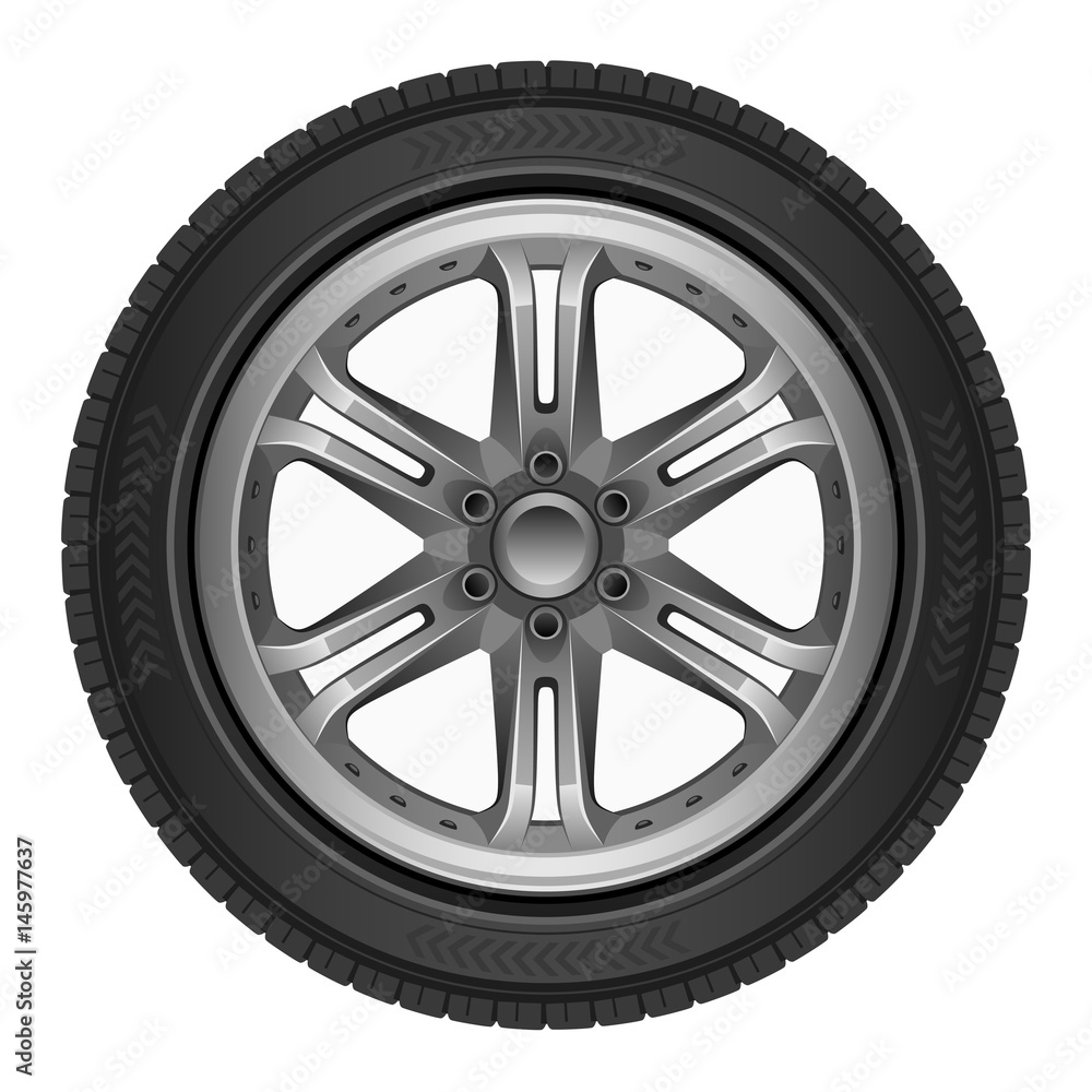 Car silver wheel on a white background