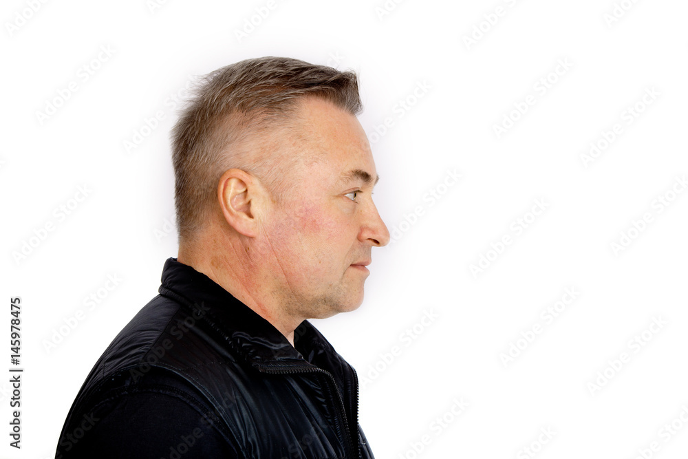 Portrait of a gray-haired man in profile Portrait of a gray-haired man in profile