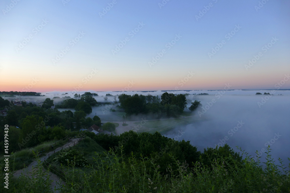 Misty landscape at Drohiczyn river Bug in Poland Misty landscape at Drohiczyn river Bug in Poland