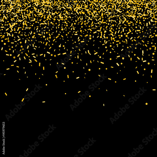 Abstract golden confetti background. Isolated on the black.