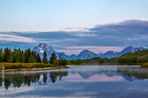 Rosy Dawn at Oxbow Bend  Grand Teton National Park  Wyoming