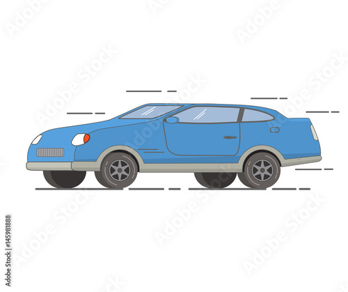 The sedan the car in flat style a vector of a compartment modern with an inking. For the websites and toy stores, for games in flat style a vector