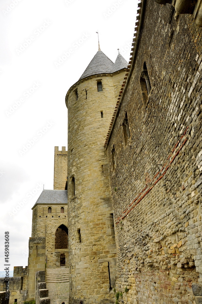 Château et remparts , cité de Carcassonne , France Château et remparts , cité de Carcassonne , France