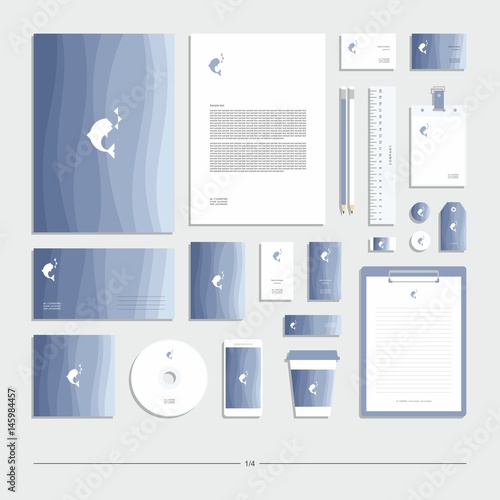 Corporate identity, stationery set, sign, symbol, fish.