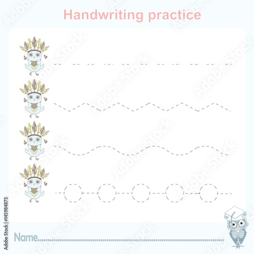 Handwriting practice, games kids, kids activity sheet, training writing practice stock vector illustration
