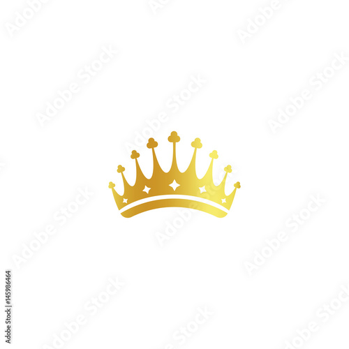 Isolated golden color crown logo on white background, luxury royal sign, jewel vector illustration