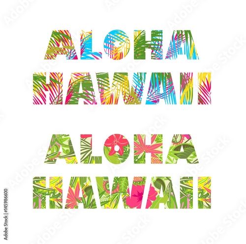 T-shirt floral prints with aloha hawaii lettering