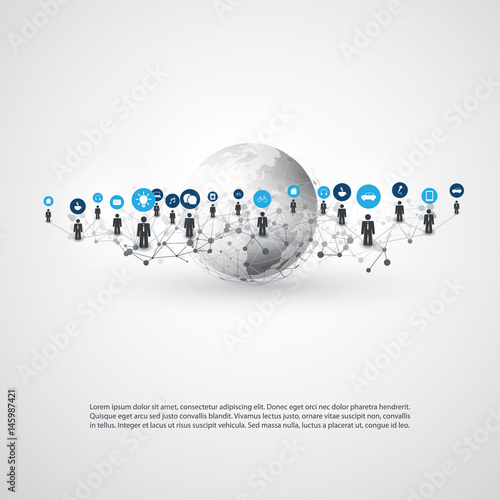 Networks - Connections - IoT, Cloud Computing, Social Media Concept Design