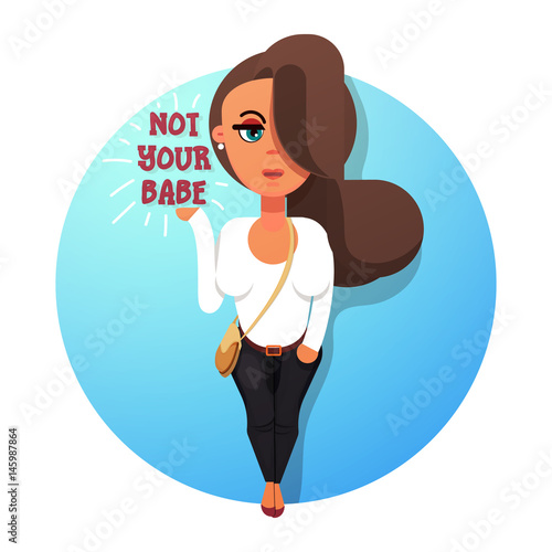 Beautiful baby. Not your babe. Vector flat design illustration isolated on white background. Vertical layout.