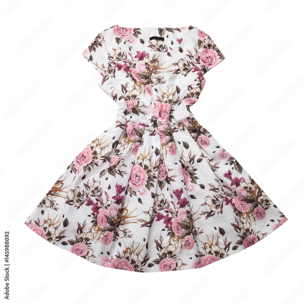 elegant pink dress isolated on white background Stock Photo | Adobe Stock