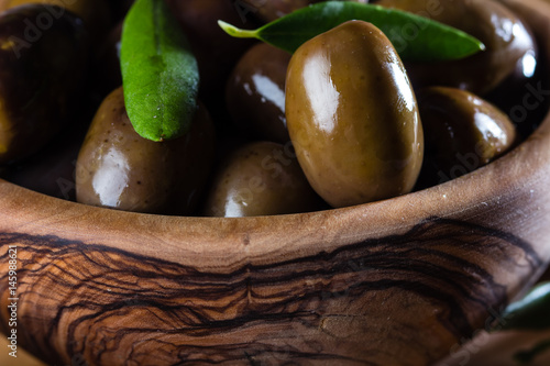 Close up of bowl with olives photo