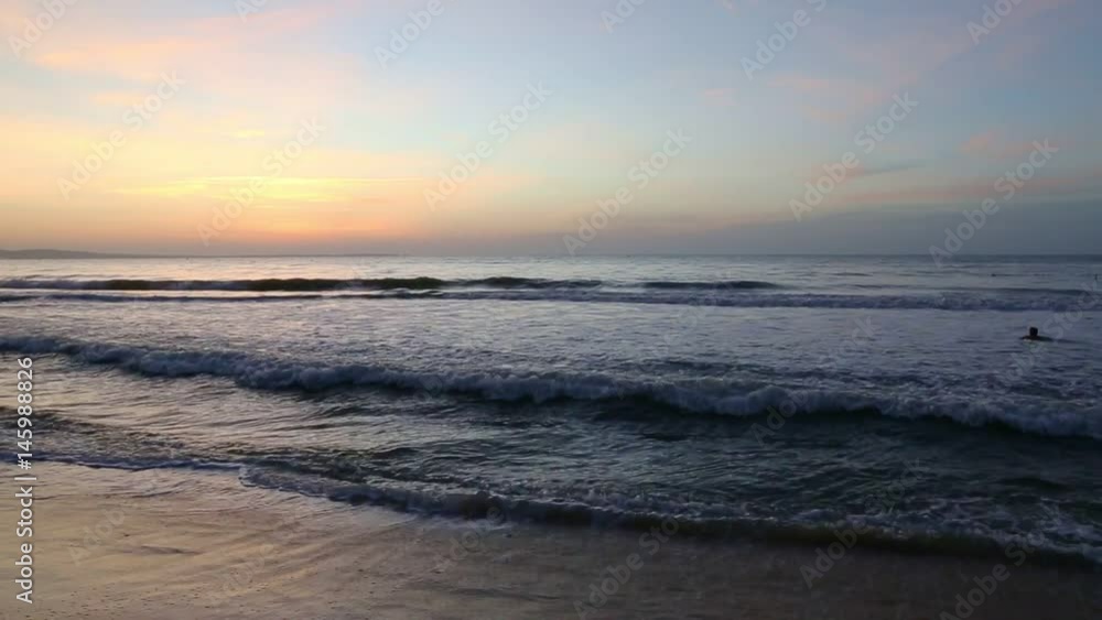 Seashore panning sandy beach.