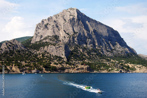 summer, sea, mountain, rock, boat
